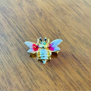 Vintage Colourful Enamel and Gold Bee Brooch